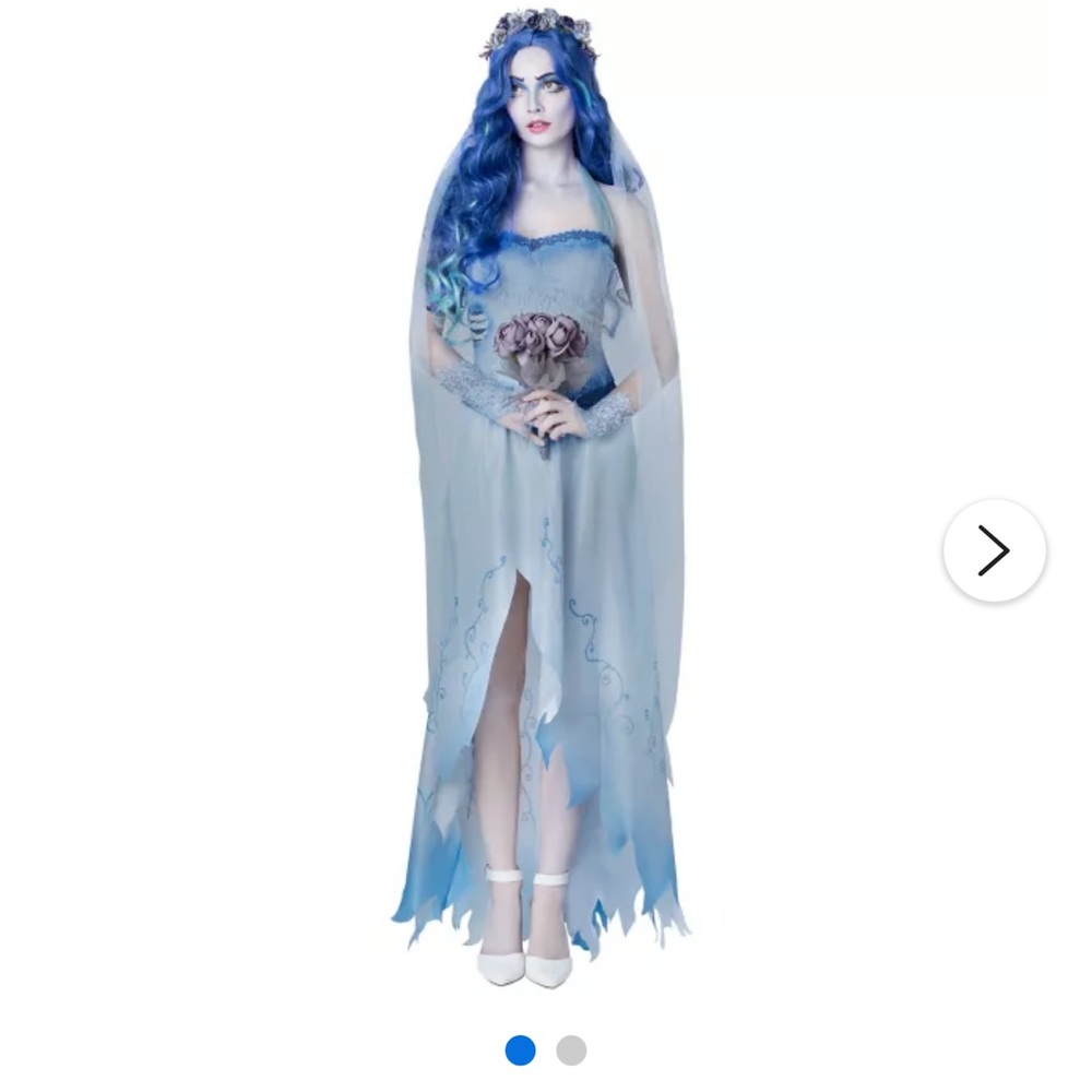 Blue Gothic Costume Dress with Veil. Corpse bride costume. Tim Burton. Halloween